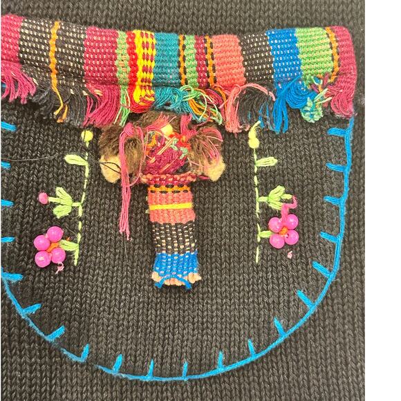 Sharon Young Vintage Cross Stitch & Beaded Black Woven Vest Women's Size Medium - Picture 9 of 12